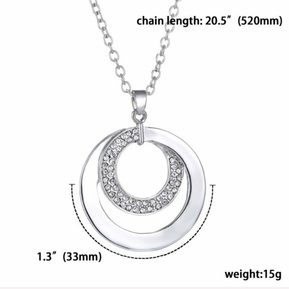 Crystal Rhinestone Silver Plated Pendant Necklace - Picture 4 of 4